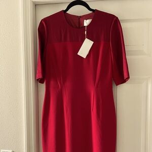 BOSS deep red knee length business dress size 6 NWT